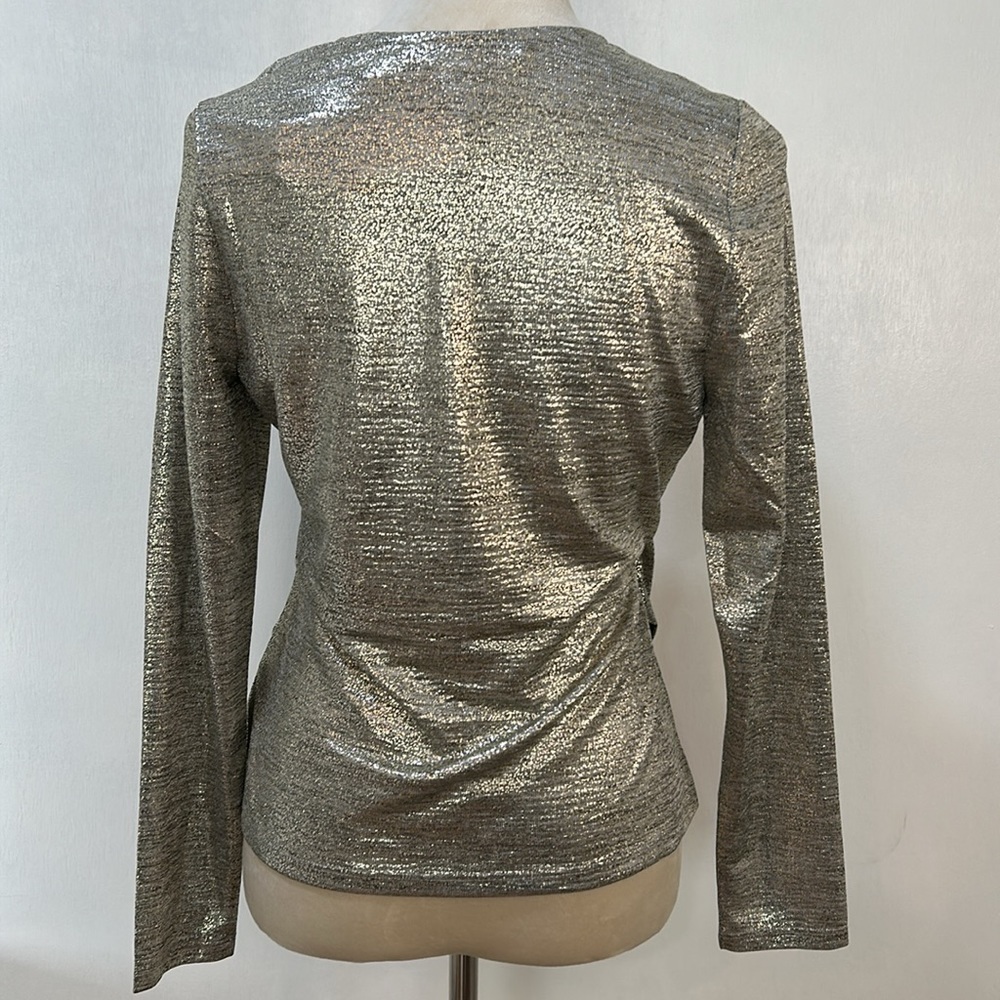 SOFT SURROUNDING  STELLA TOP WOMEN SIZE S LONG SLEEVES NEUTRAL FOIL NEW - Picture 3 of 12